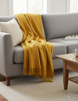 Coperta accogliente sostenibile KAMINFEUER con 40% alpaca e 45% lana vergine