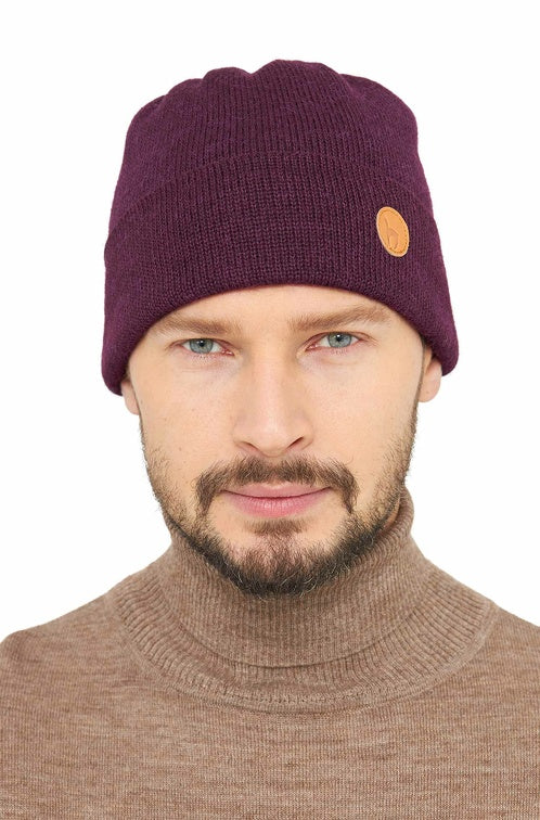 Strick-Mütze BARK aus 100% Alpaka aubergine von Apu Kuntur