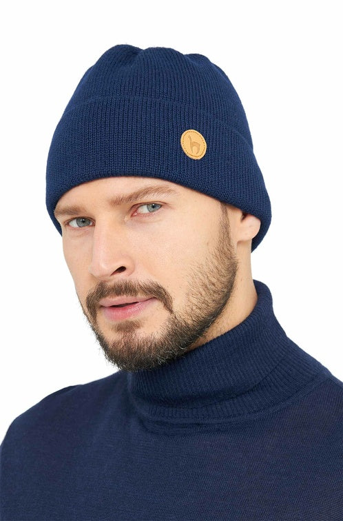 Strick-Mütze BARK aus 100% Alpaka marineblau von Apu Kuntur