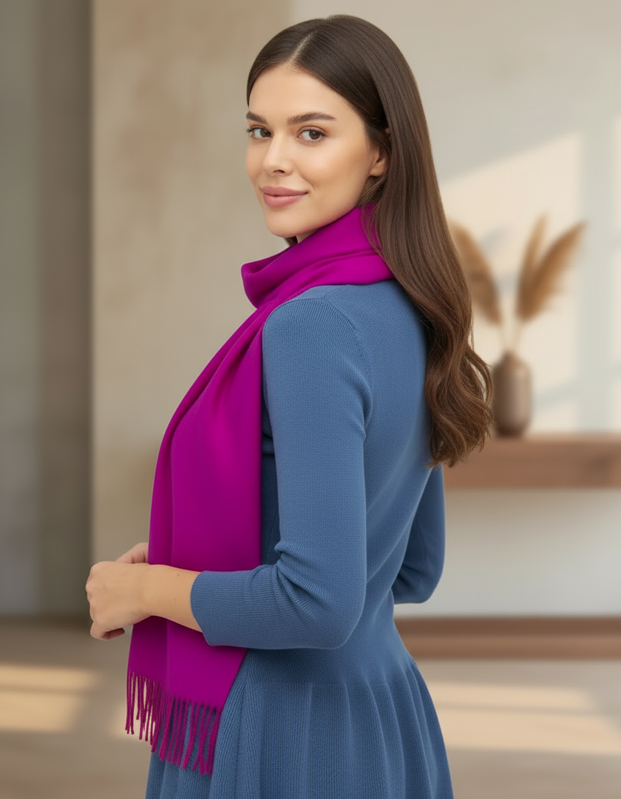 Scarf solid color made from 100% alpaca - available in 12 colors