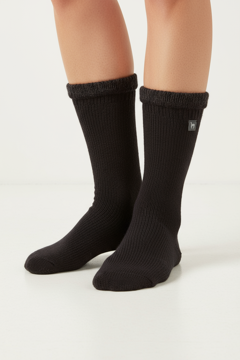 Alpaka WENDE-SOCKEN extra dick - 98% Alpaka schwarz-grau