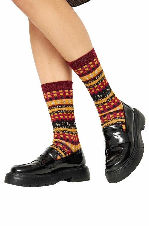 Patchwork Socken CANDELA - 67% Alpaka von Apu Kuntur