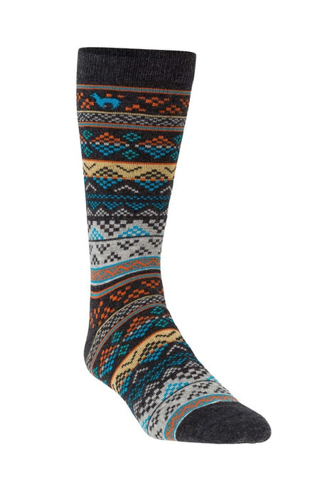 Socken INKA - 70% Alpaka blau apricot von Apu Kuntur