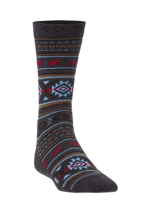 Socken JACQUARD - 70% Alpaka grau blau von Apu Kuntur