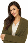 Strickjacke CARICE mit 56% Alpaka und Merino Olivgrün von Apu Kuntur
