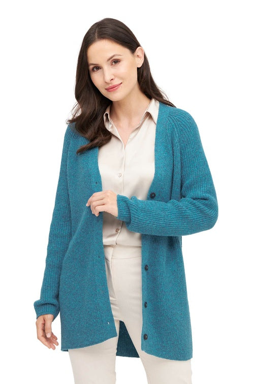 Strickjacke CARICE mit 56% Alpaka und Merino Türkis von Apu Kuntur