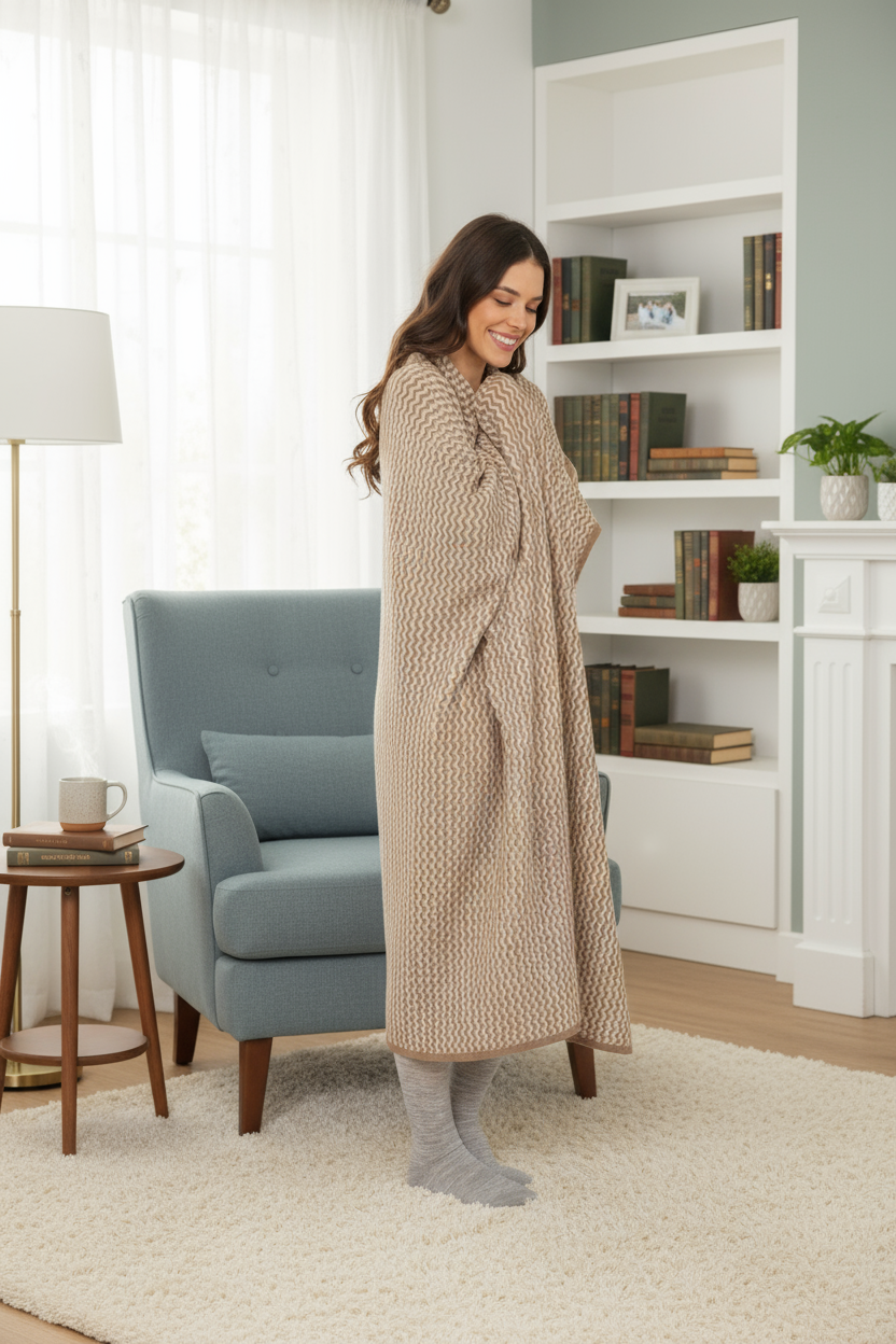 PURA NATURA Wool Blanket 100% Undyed Alpaca - Extra Large 200x147 cm