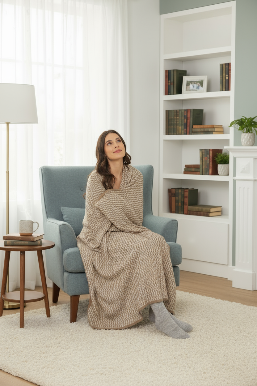 PURA NATURA Wool Blanket 100% Undyed Alpaca - Extra Large 200x147 cm