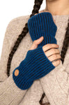 Pulswärmer MARINO - 56% Alpaka - mit Merino blau schwarz one-size von Apu Kuntur