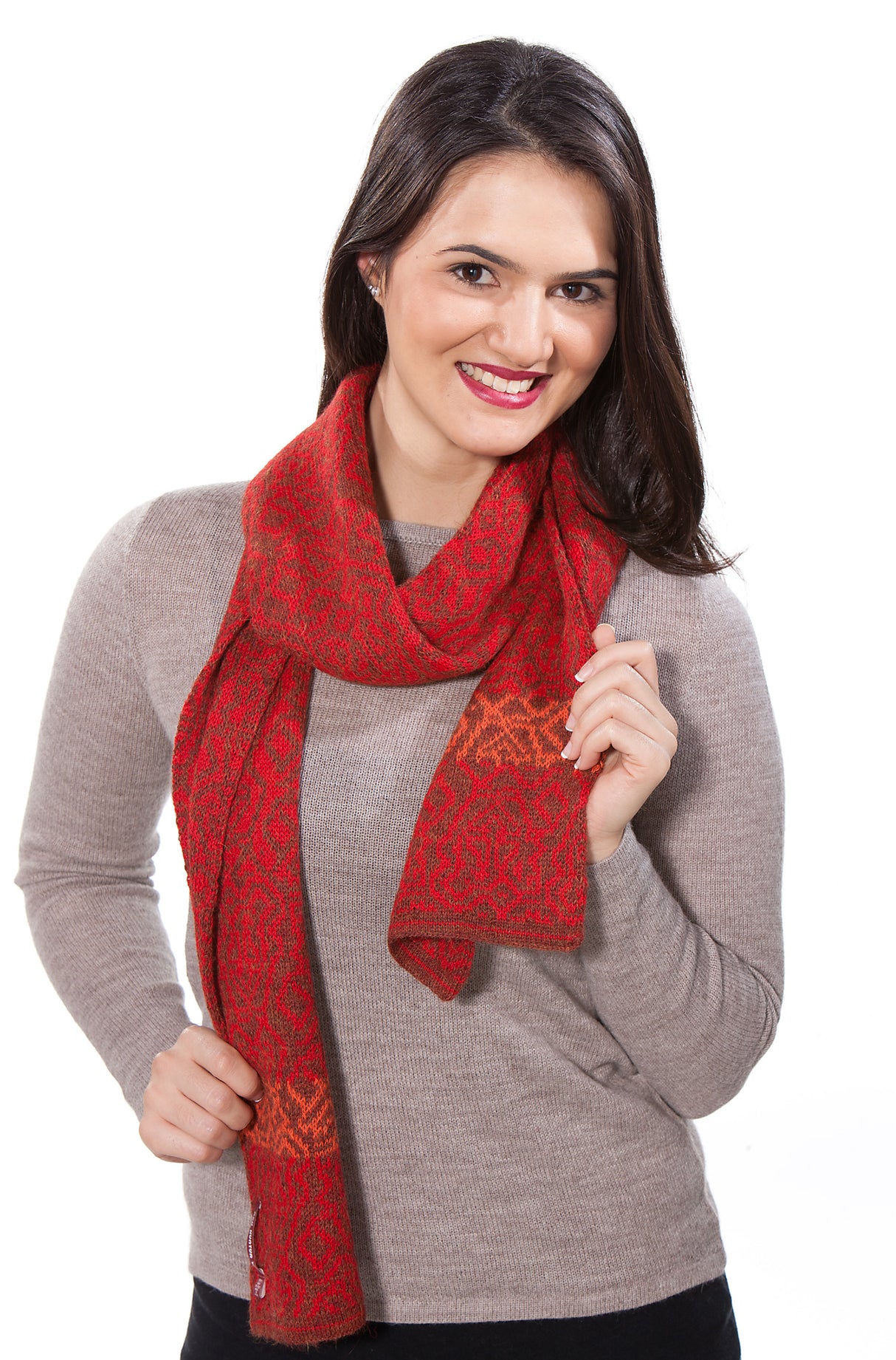 Schal CHIMU aus 100% Alpaka rot one-size von Apu Kuntur