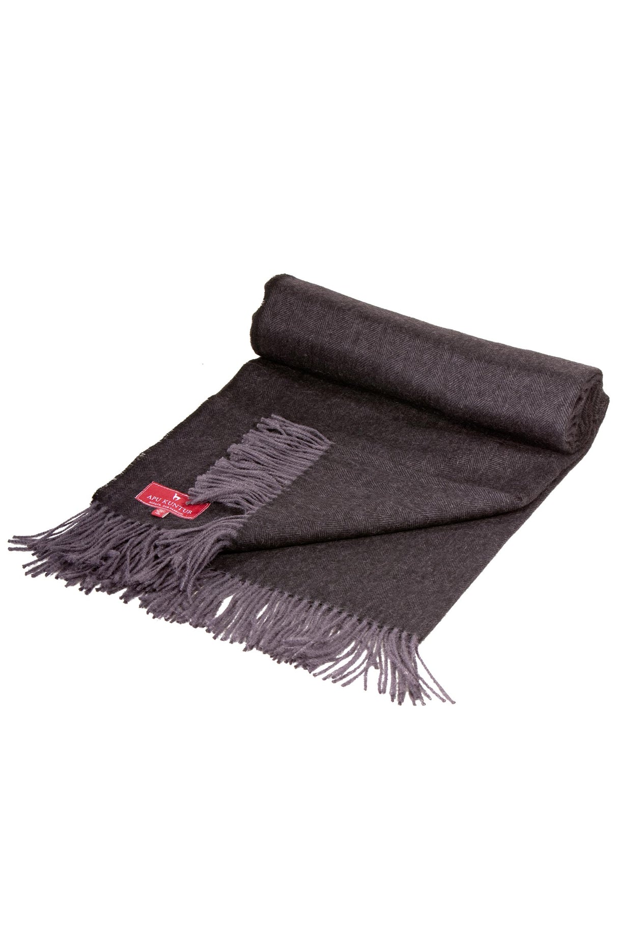 Tagesdecke FISCHGRAT aus 100% Alpaka schwarz braun 180x35 cm von Apu Kuntur