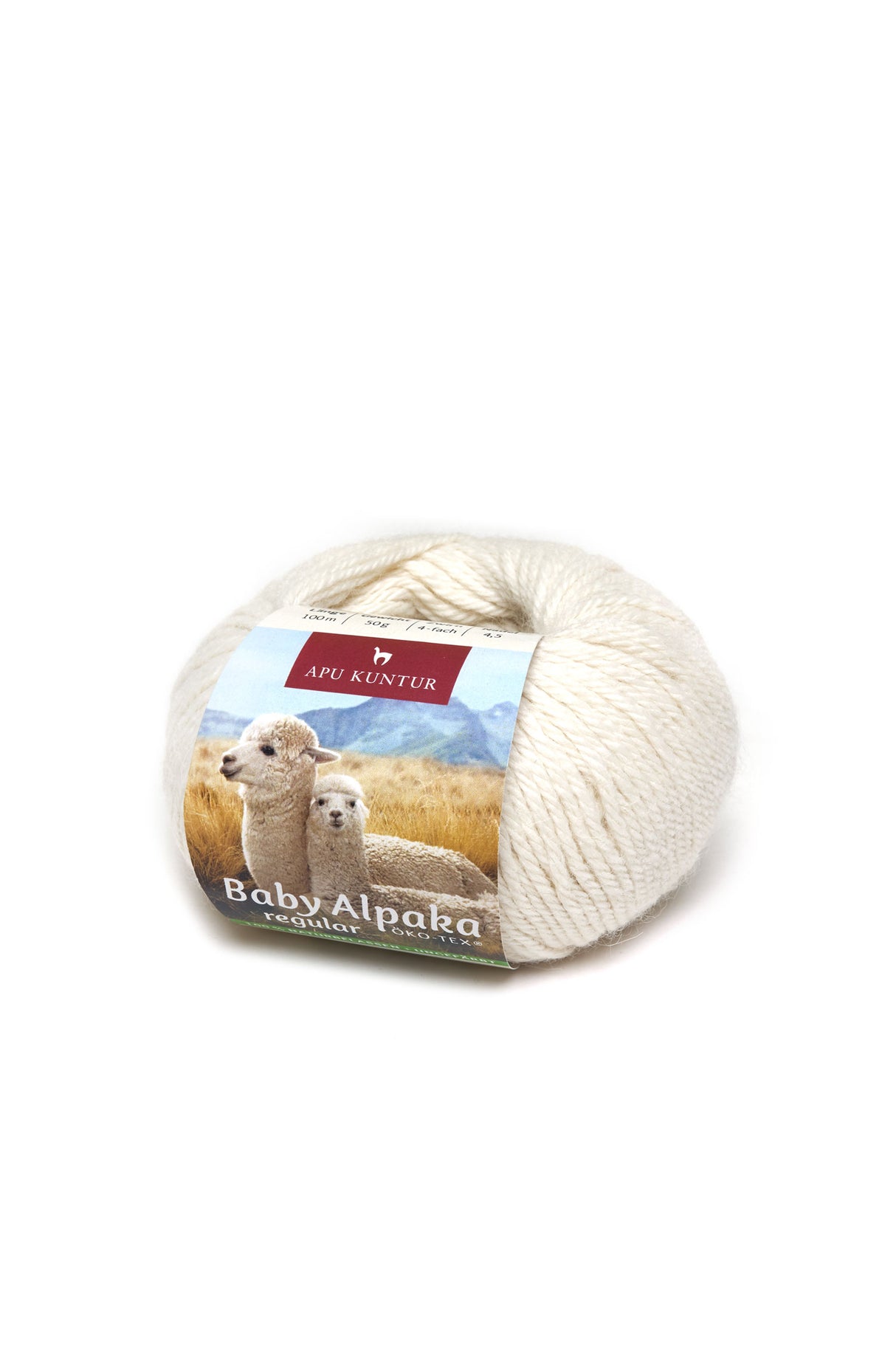 Alpaka Wolle REGULAR | 50g | 100% Alpaka | 36 Farben N-100 Natur one-size von Apu Kuntur