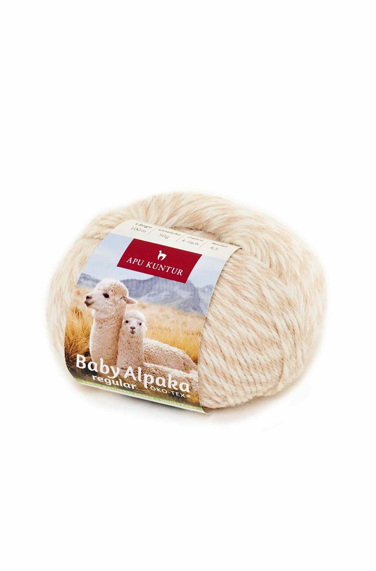 Alpaka Wolle REGULAR | 50g | 100% Alpaka | 36 Farben N-105 Beige Melange one-size von Apu Kuntur