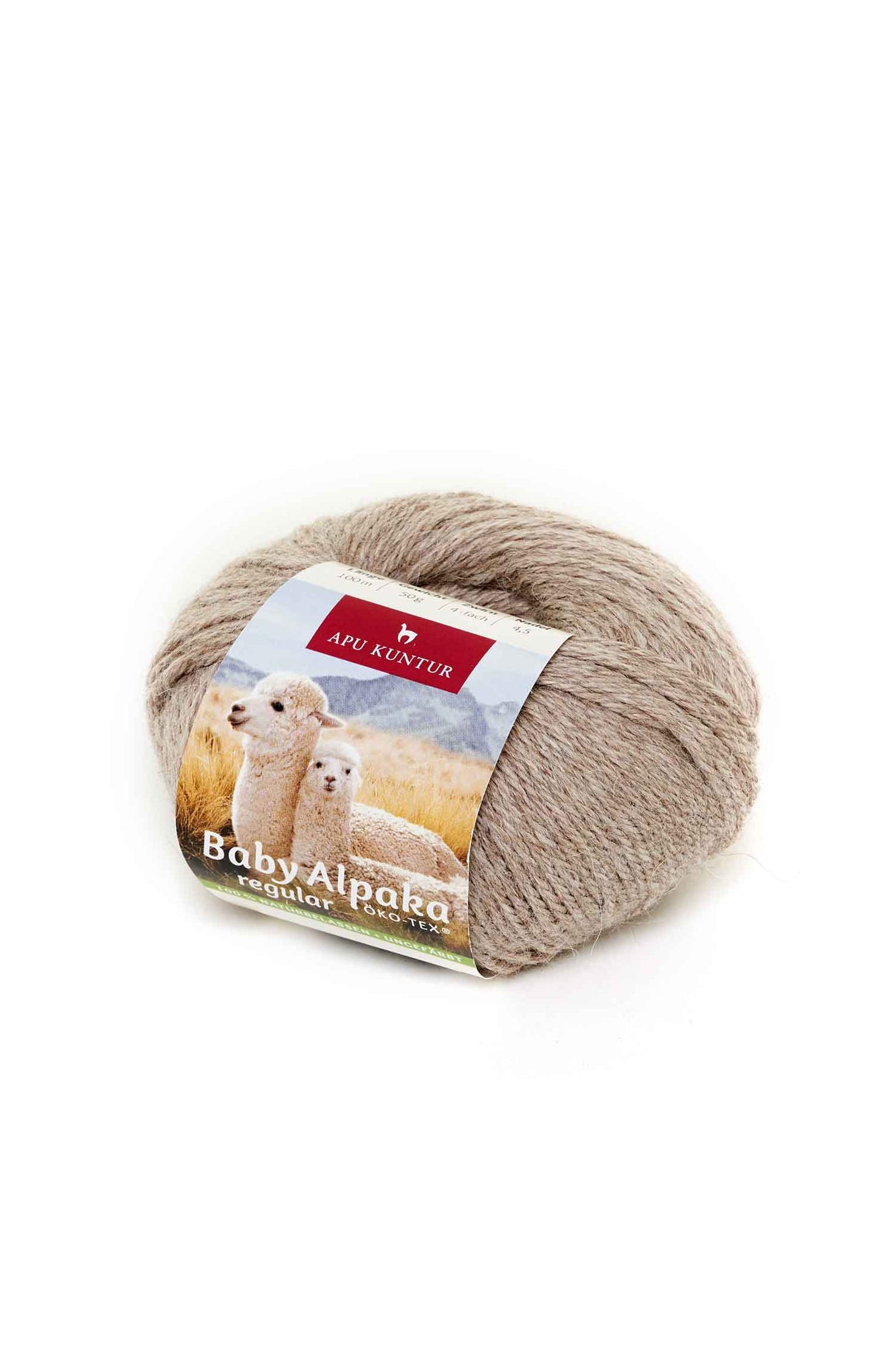Alpaka Wolle REGULAR | 50g | 100% Alpaka | 36 Farben N-115 Sand Natur one-size von Apu Kuntur
