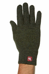 Gefütterte Fingerhandschuhe UNI aus 100% Alpaka tannengrün von Apu Kuntur
