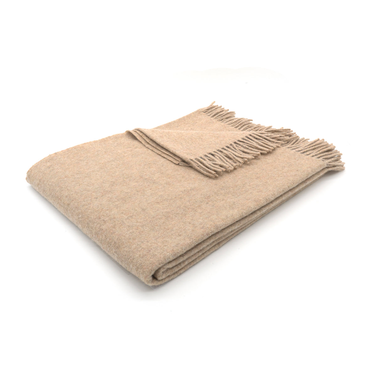 Nachhaltige Kuscheldecke KAMINFEUER mit 40% Alpaka und 45% Schurwolle beige 130x180 cm von Millwa