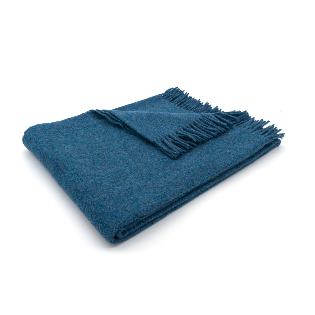 Nachhaltige Kuscheldecke KAMINFEUER mit 40% Alpaka und 45% Schurwolle blau 130x180 cm von Millwa