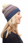 Alpaka Bommel-Mütze DILAYA - 100% Alpaka sand multi one-size von Apu Kuntur