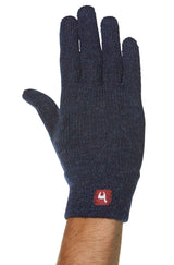 Fingerhandschuhe UNI aus 100% Alpaka blau meliert von Apu Kuntur