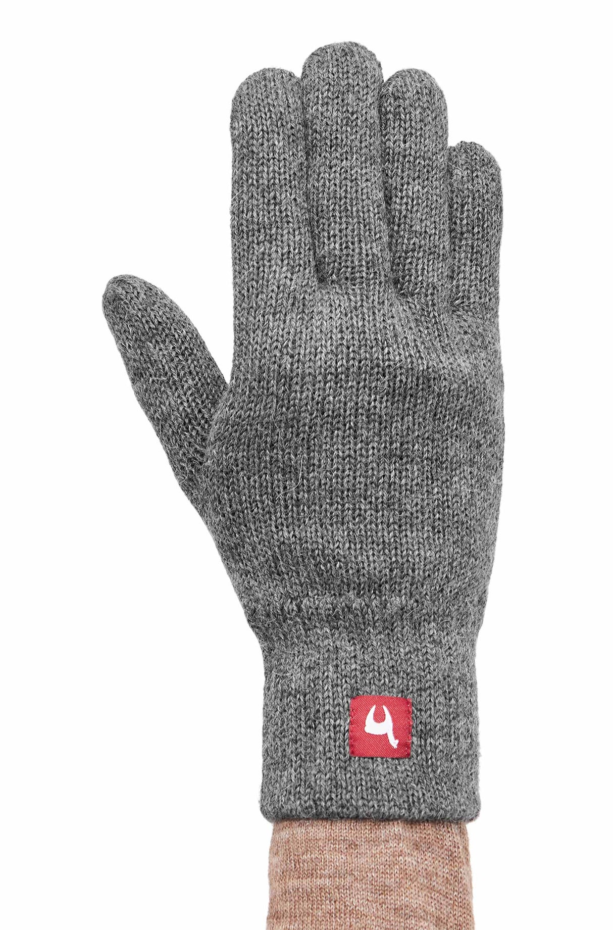 Gefütterte Fingerhandschuhe UNI aus 100% Alpaka grau von Apu Kuntur