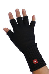 Handschuhe HALBFINGER aus 100% Alpaka schwarz von Apu Kuntur