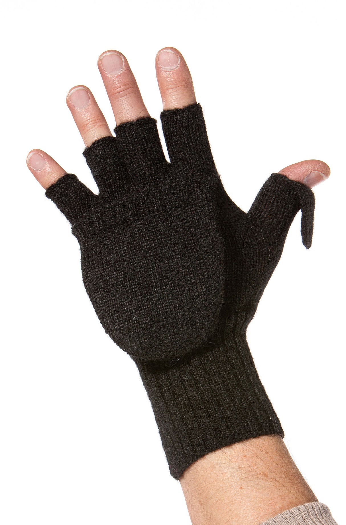 Handschuhe KÄNGURU mit Fingerkuppe aus 100% Alpaka schwarz von Apu Kuntur