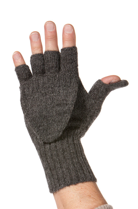 Handschuhe KÄNGURU mit Fingerkuppe aus 100% Alpaka grau von Apu Kuntur
