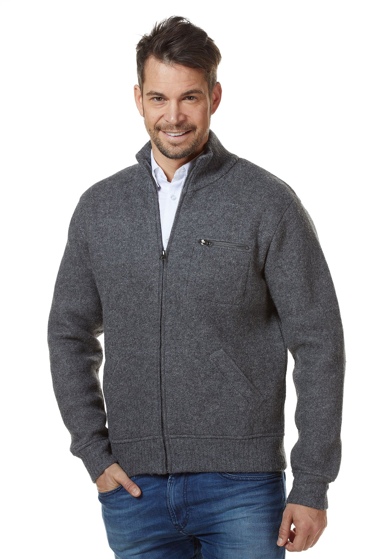 Herren Jacke GEORGE mit 60% Alpaka grau von Apu Kuntur
