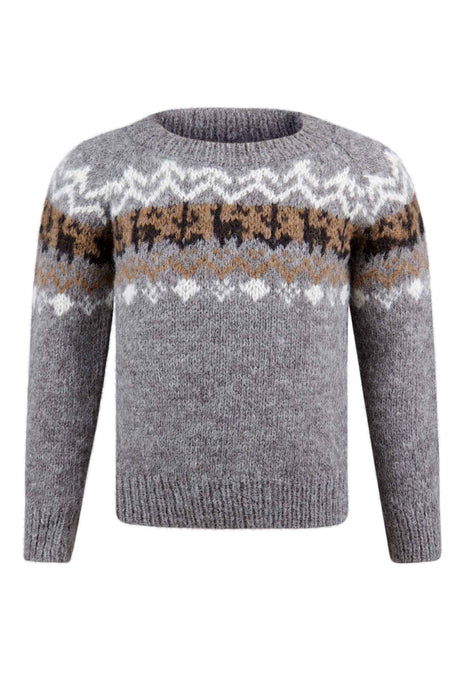 Kinder Pullover NATURA aus 100% ungefärbtem Alpaka anthrazit von Apu Kuntur
