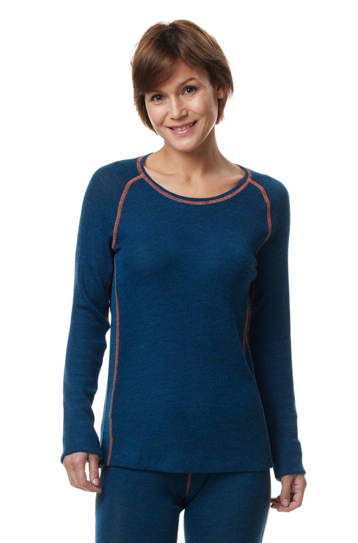 Thermo-Oberteil Langarm-Shirt Damen ST. MORITZ mit 63% Royal Alpaka petrol von Apu Kuntur