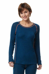 Thermo-Oberteil Langarm-Shirt Damen ST. MORITZ mit 63% Royal Alpaka petrol von Apu Kuntur