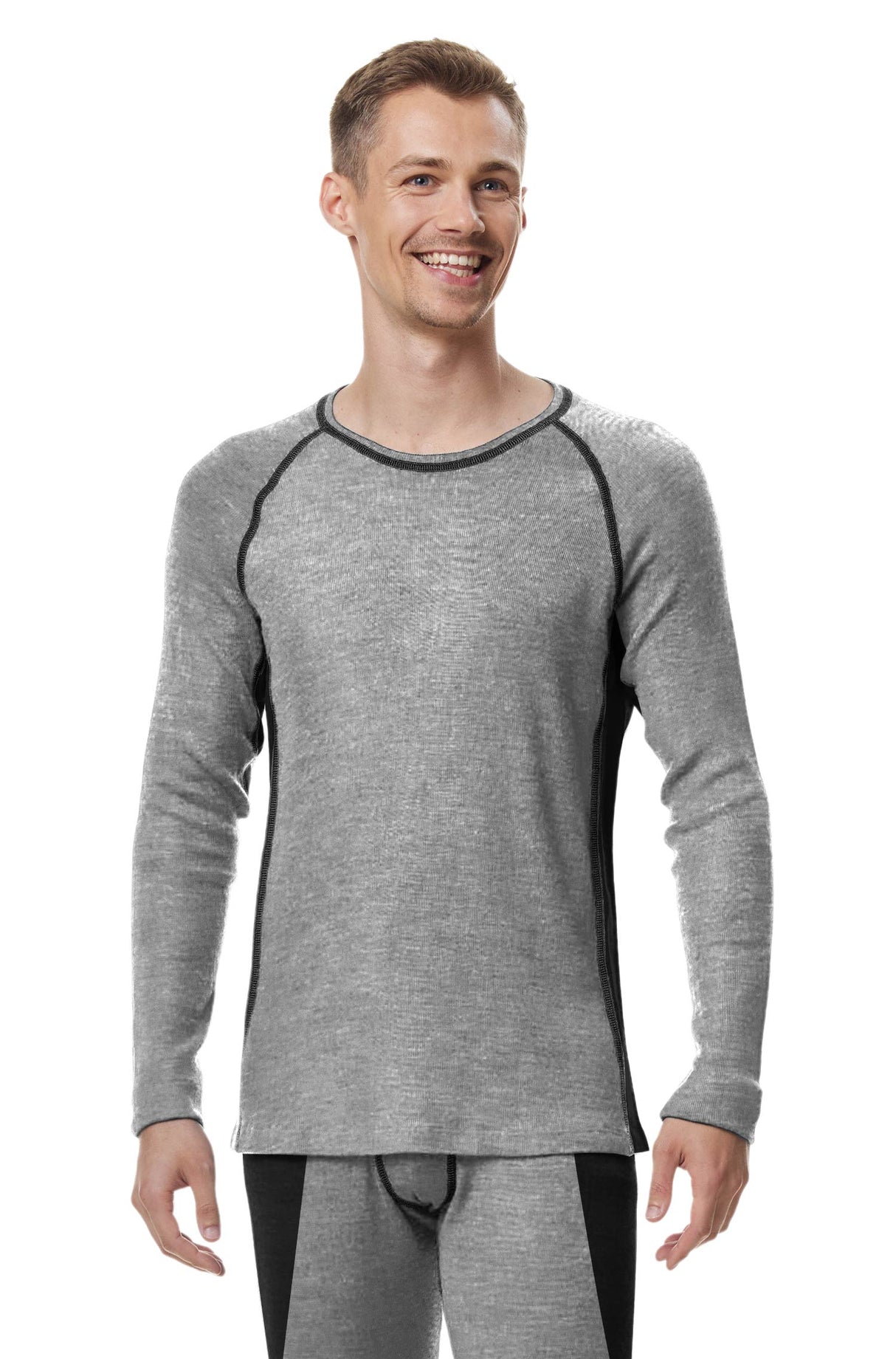 Thermo-Oberteil Langarm-Shirt Herren ST. MORITZ mit 63% Royal Alpaka grau von Apu Kuntur