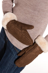 Lederfausthandschuhe aus 100% Alpakafell und Schaf-Fell braun von Apu Kuntur