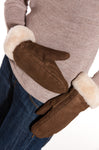 Lederfausthandschuhe aus 100% Alpakafell und Schaf-Fell braun von Apu Kuntur