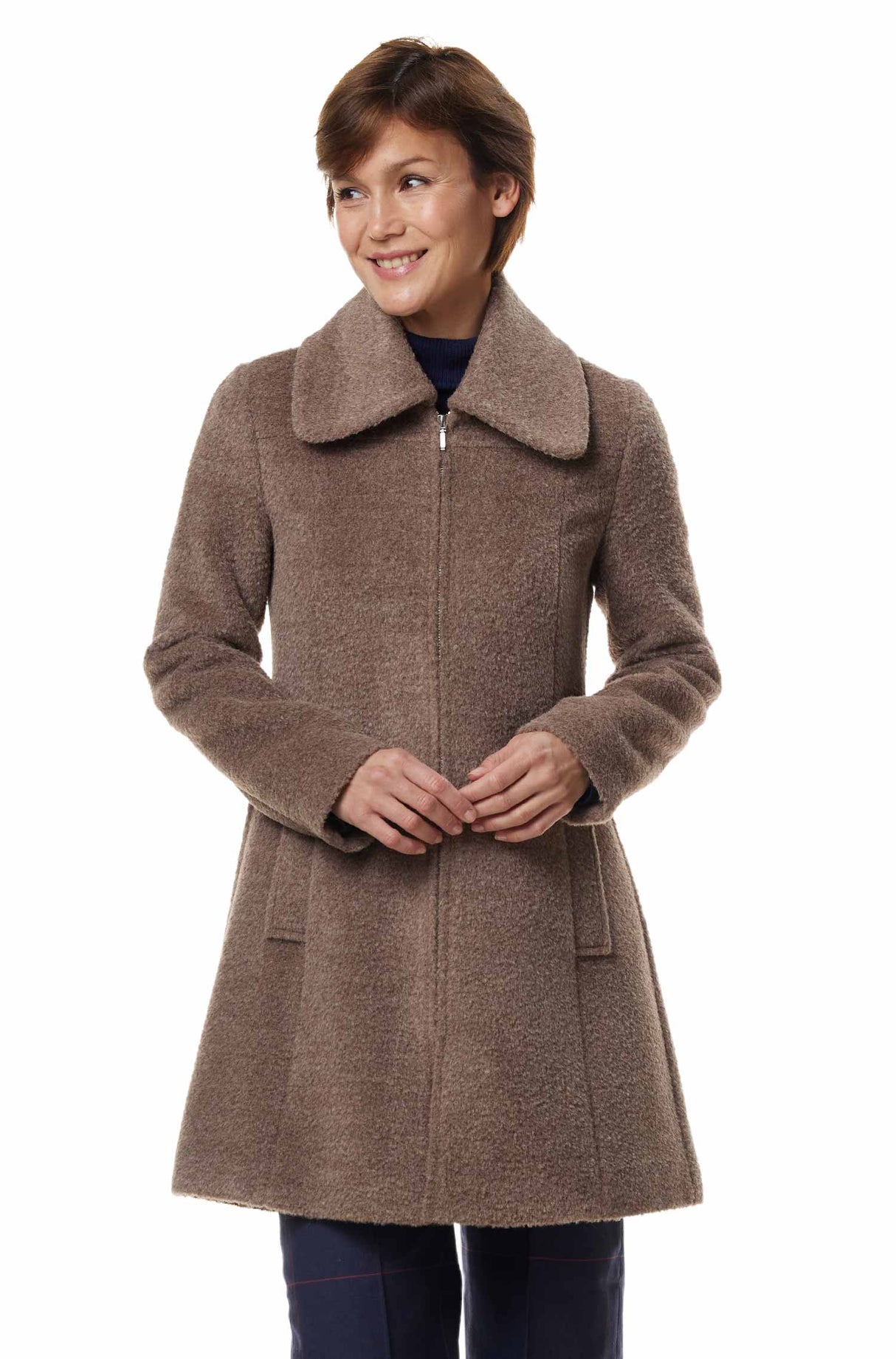 Wintermantel FLURINA mit 40% Alpaka grey taupe von Apu Kuntur