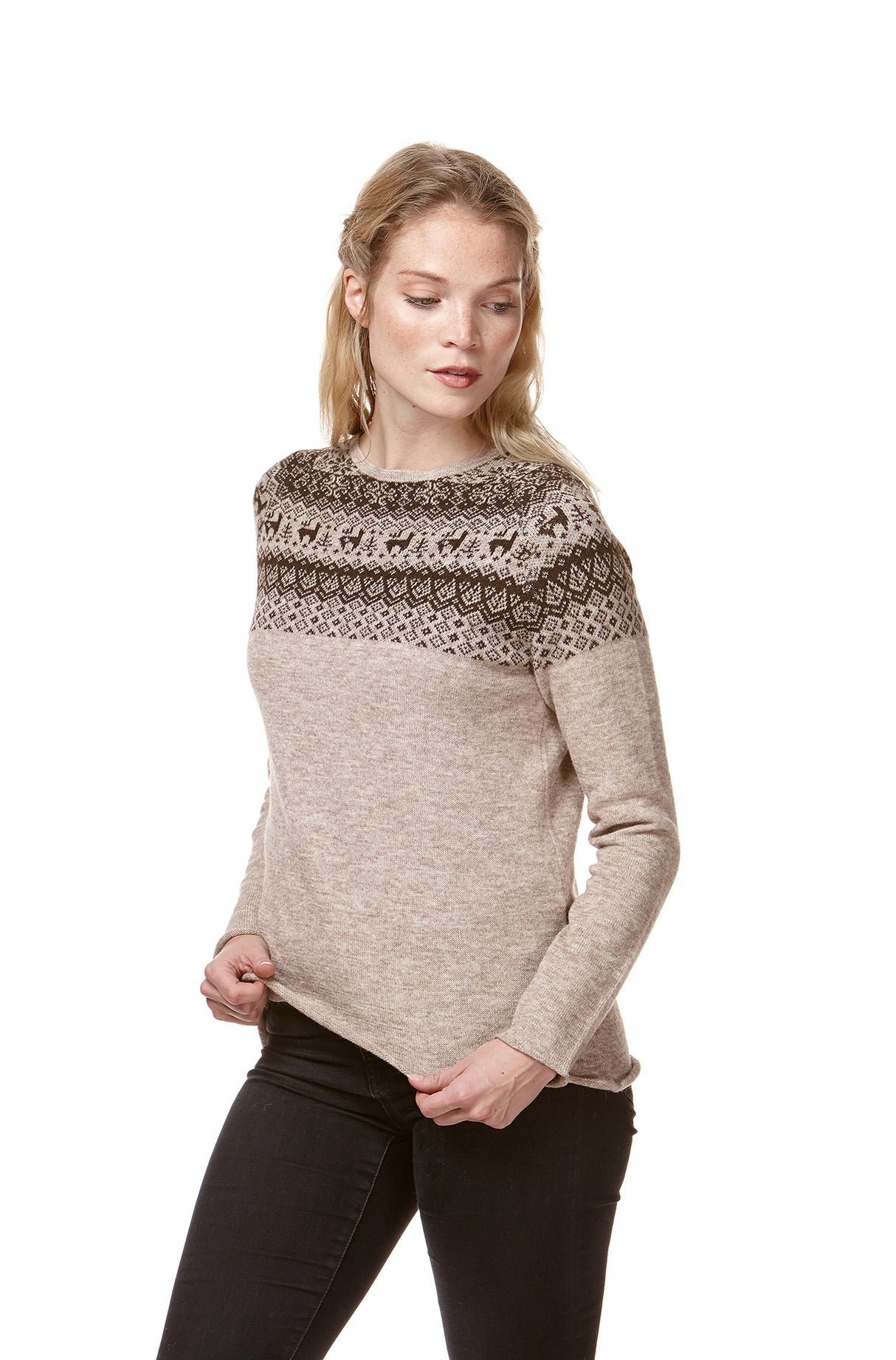 Pullover ANDEN aus 100% Alpaka - sand von Apu Kuntur