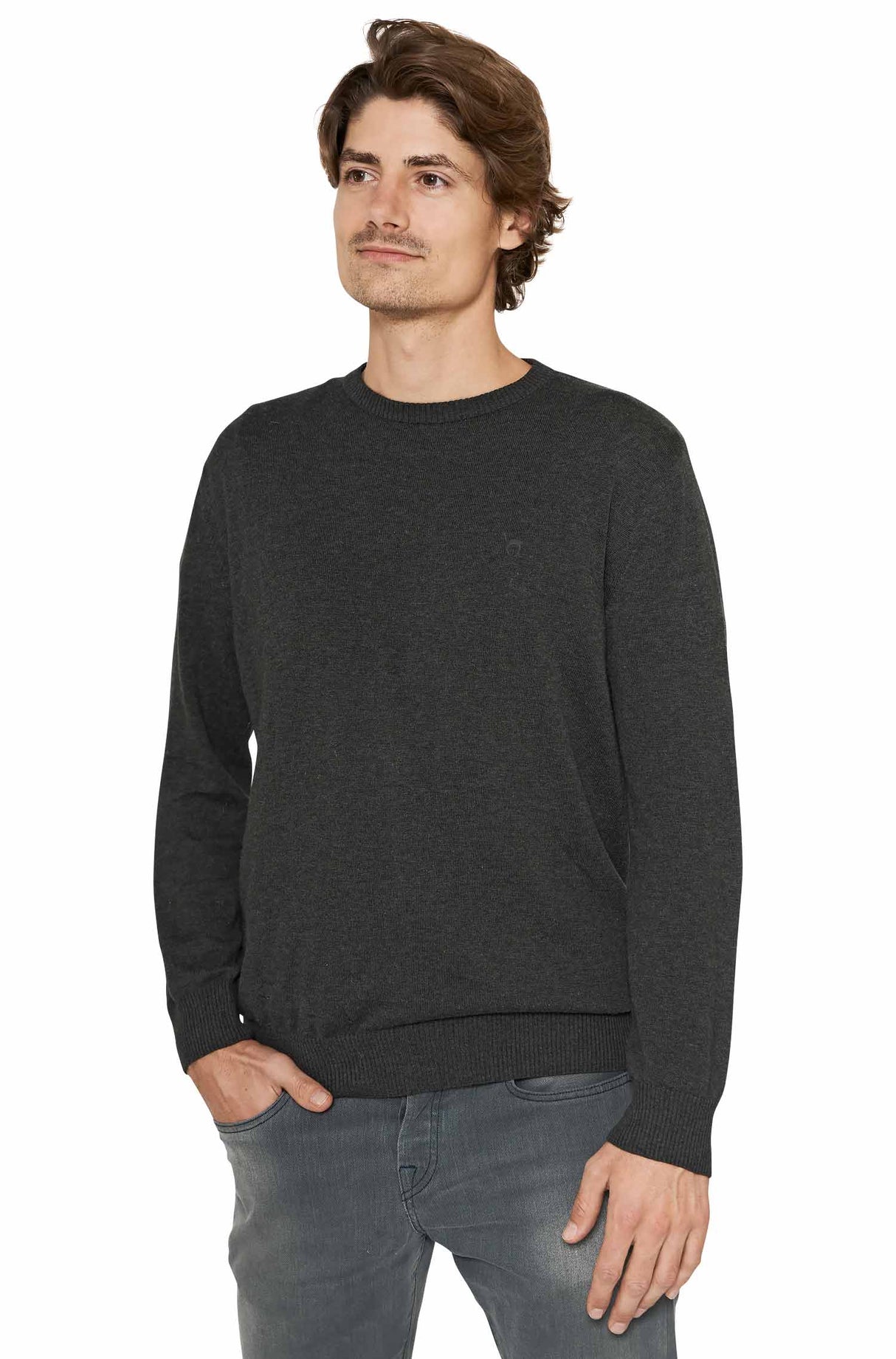 Pullover PABLO 90% Bio Baumwolle und 10% Alpaka anthrazit von Apu Kuntur