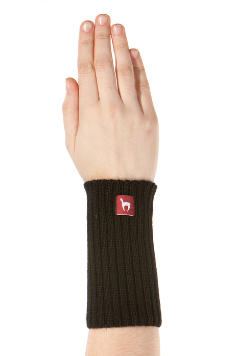 Pulswärmer RIPP - 100% Alpaka - Rippenstrick schwarz one-size von Apu Kuntur