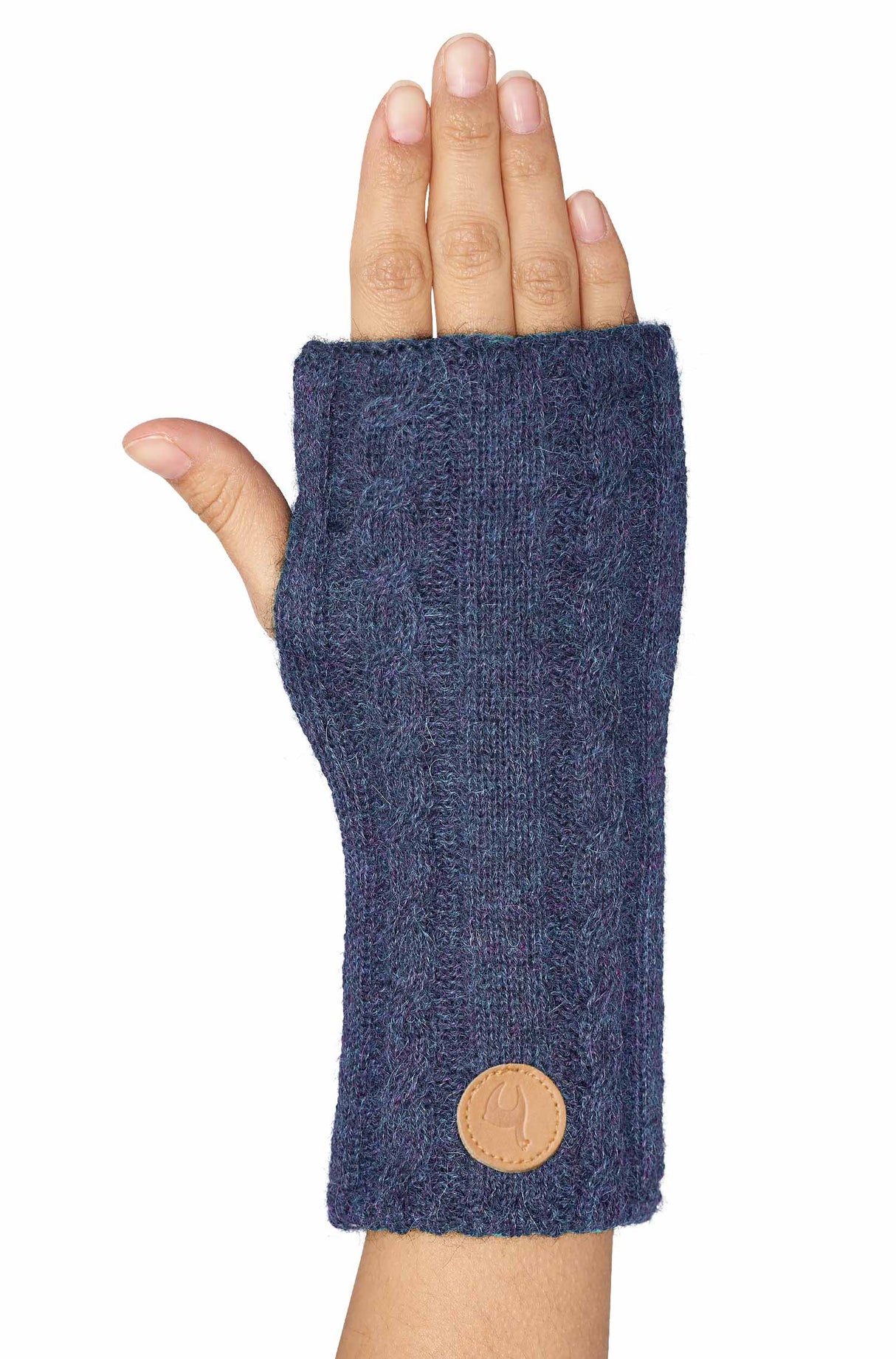 Pulswärmer SUAVE - 100% Alpaka - mit Daumenloch blau one-size von Apu Kuntur