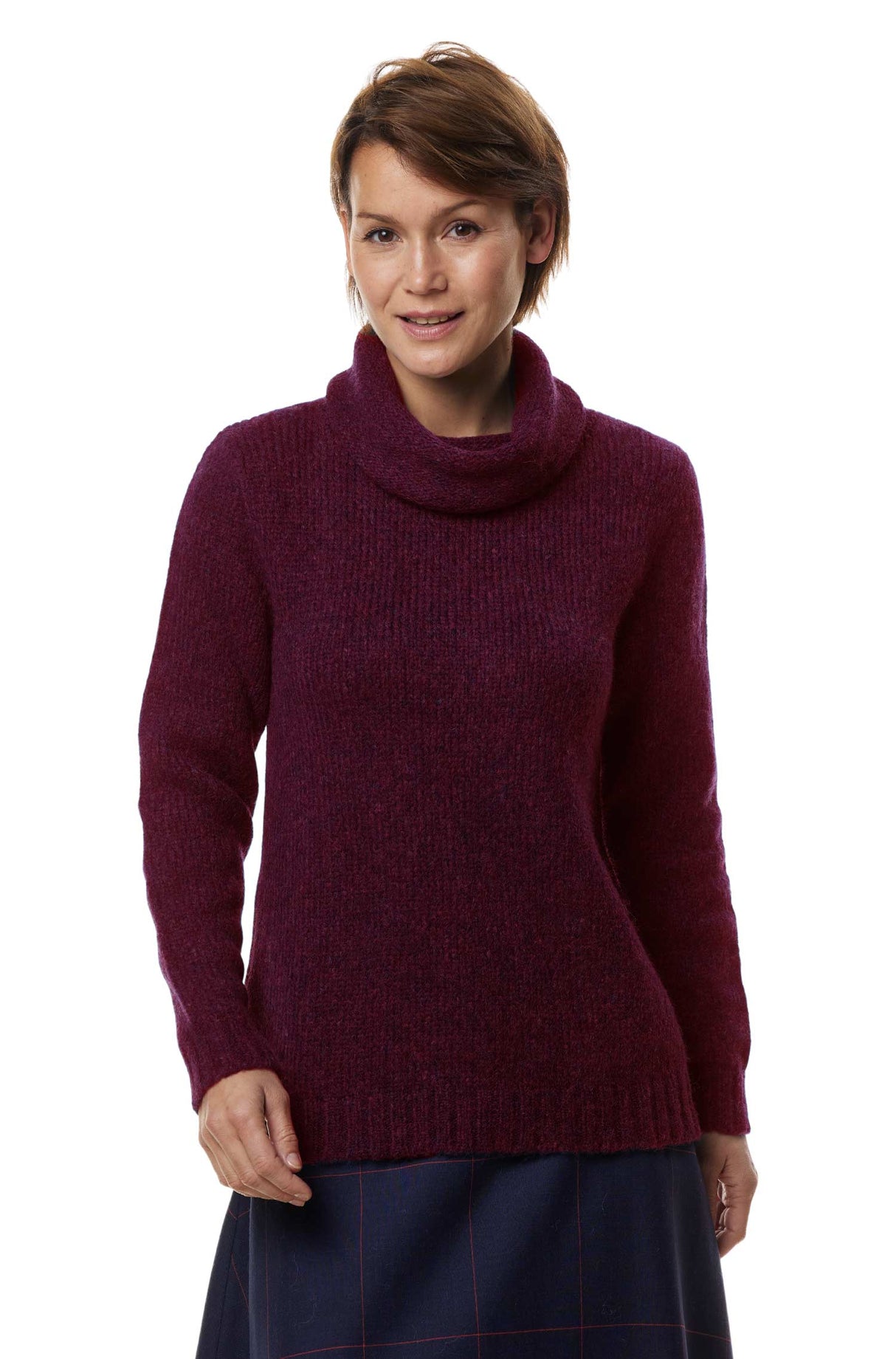 Rollkragen Pullover ASA aus 70% Alpaka und 23% Merino bordeaux von Apu Kuntur