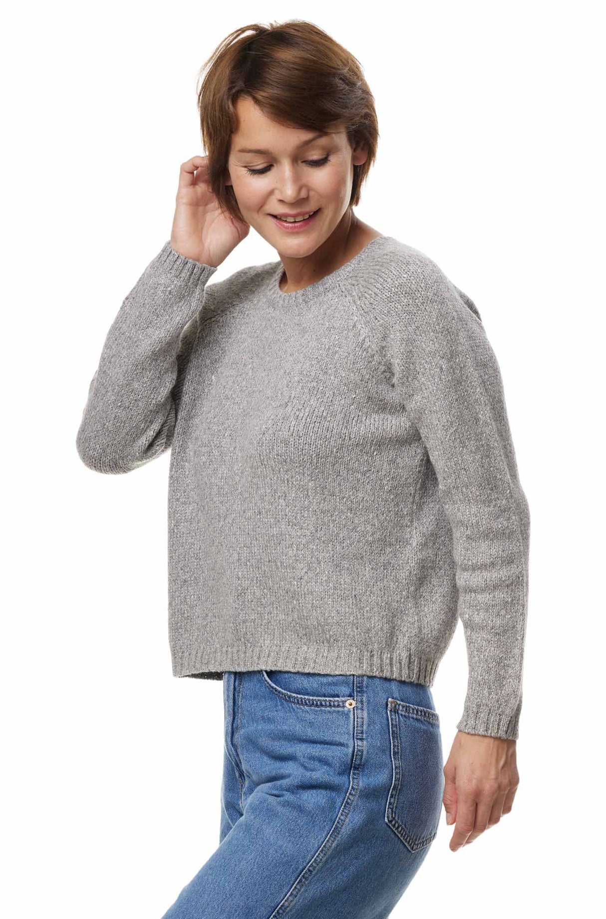 Rundhals Pullover ELLA aus 68% Alpaka ungefärbt und 32% Bio Baumwolle von Apu Kuntur