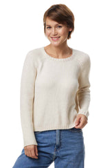 Rundhals Pullover ELLA aus 68% Alpaka ungefärbt und 32% Bio Baumwolle ecru von Apu Kuntur