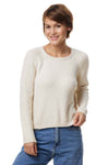 Rundhals Pullover ELLA aus 68% Alpaka ungefärbt und 32% Bio Baumwolle ecru von Apu Kuntur