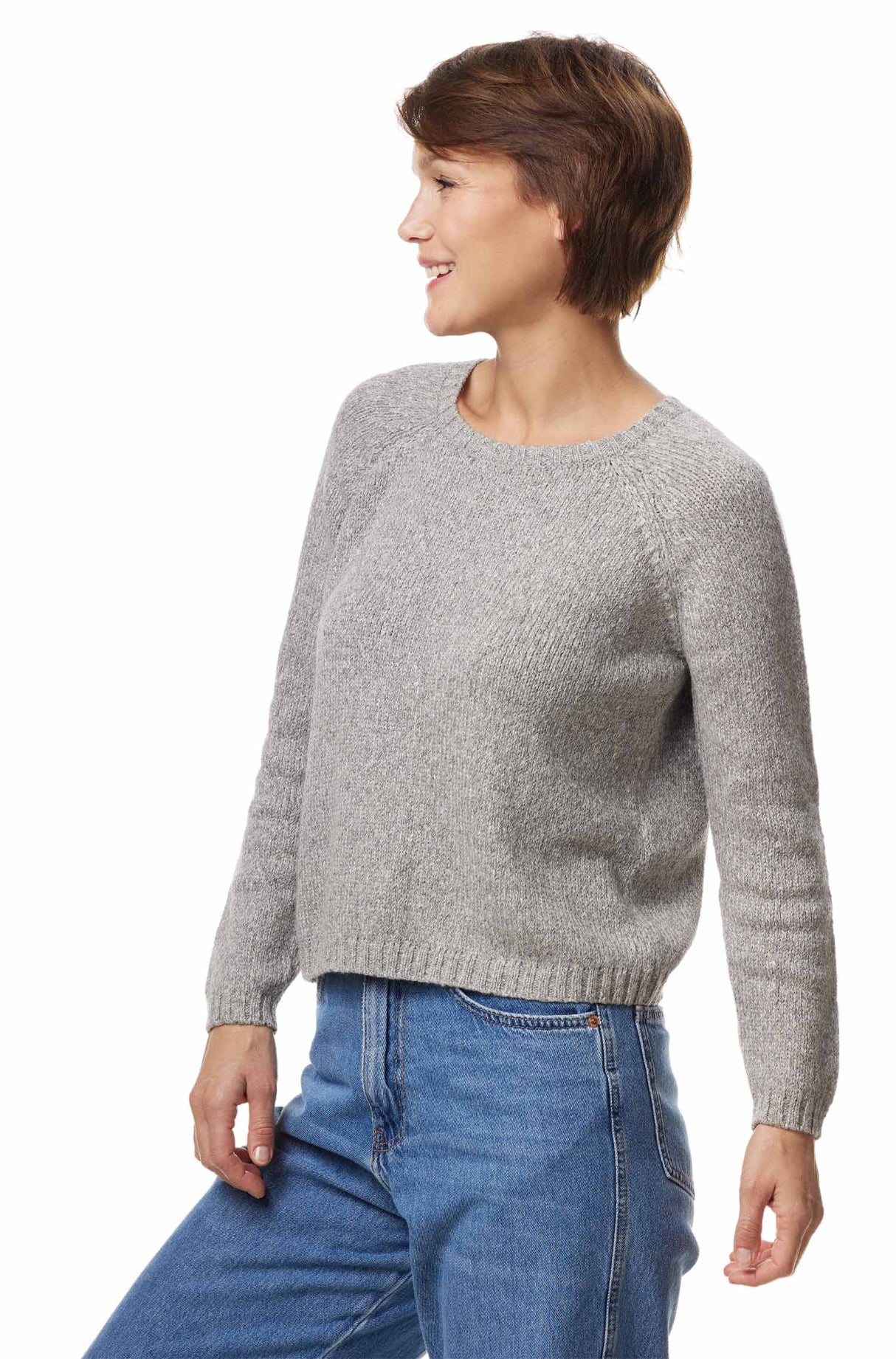 Rundhals Pullover ELLA aus 68% Alpaka ungefärbt und 32% Bio Baumwolle von Apu Kuntur