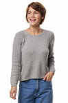 Rundhals Pullover ELLA aus 68% Alpaka ungefärbt und 32% Bio Baumwolle grau meliert von Apu Kuntur