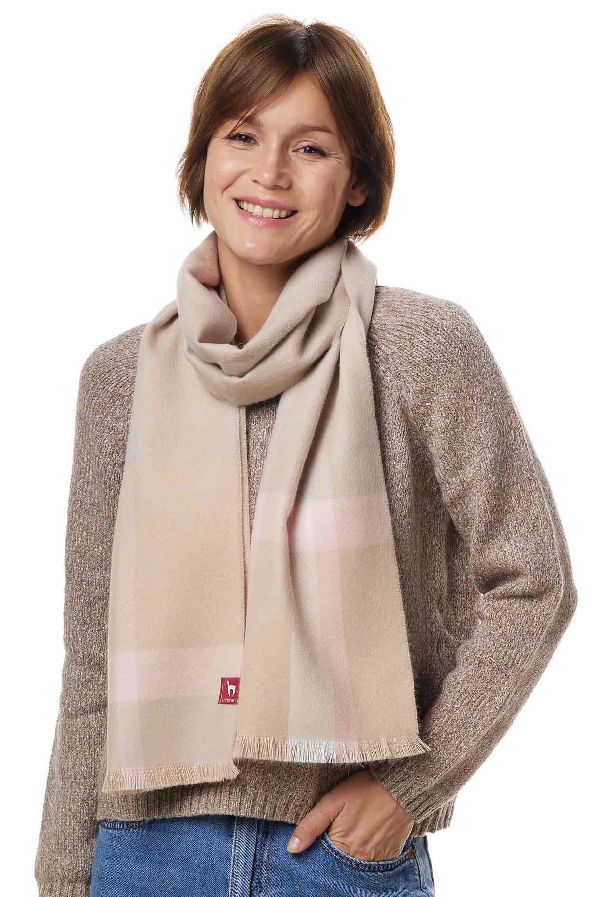 Schal GALANO aus 100% Alpaka beige one-size von Apu Kuntur