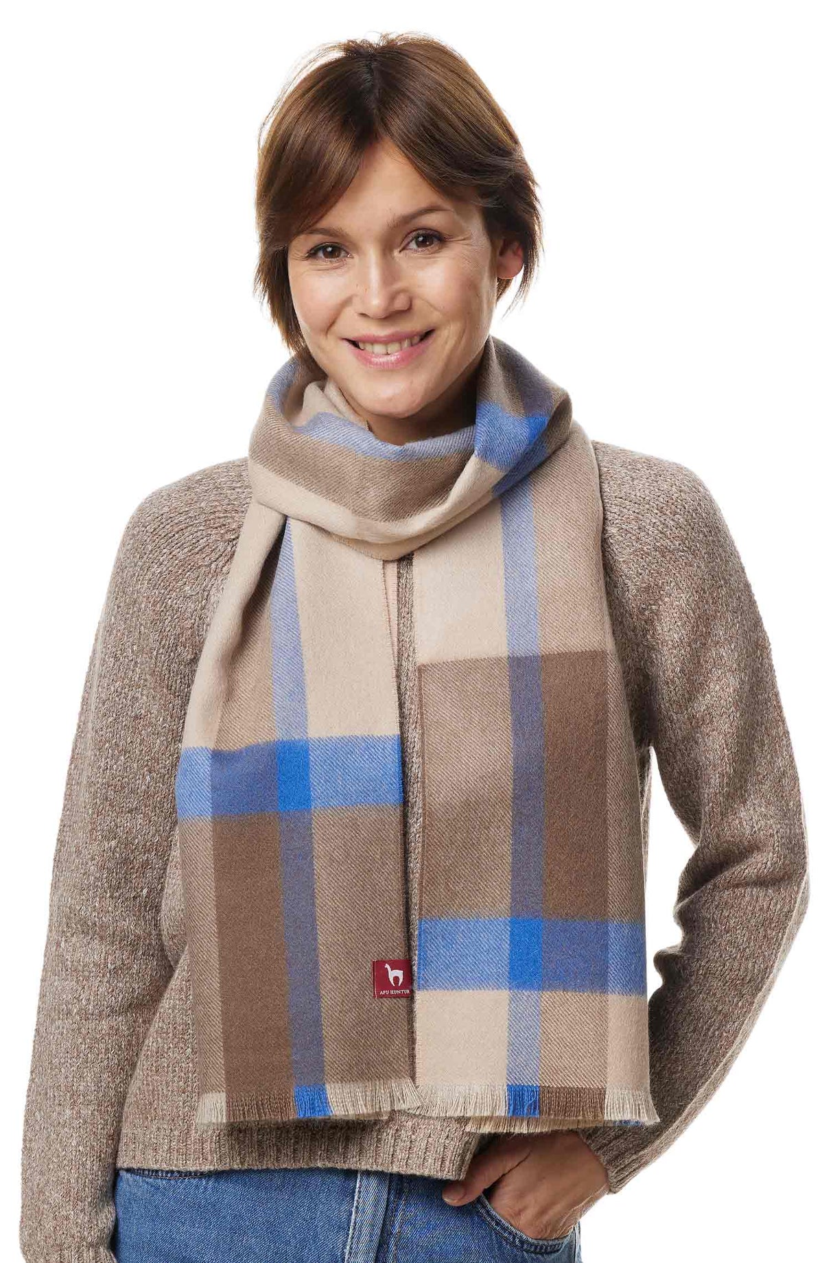 Schal GALANO aus 100% Alpaka braun one-size von Apu Kuntur