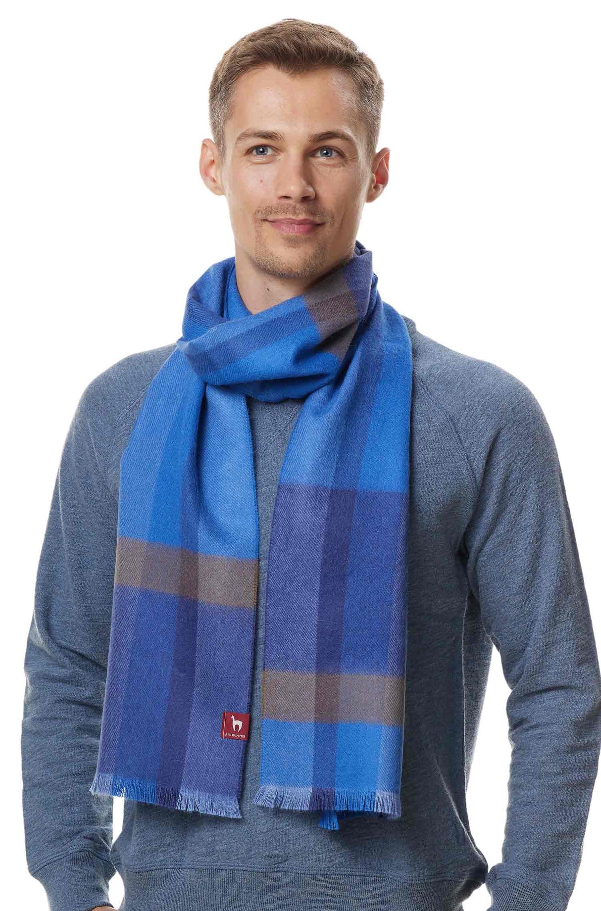 Schal GALANO aus 100% Alpaka blau one-size von Apu Kuntur
