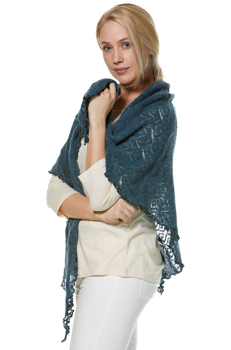 Schal HADIA mit 55% Alpaka und 26% Merino one-size petrol von Apu Kuntur