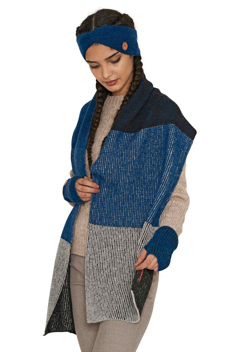Schal MARINO mit 36% Alpaka und Merino blau silbergrau 180x35 cm von Apu Kuntur
